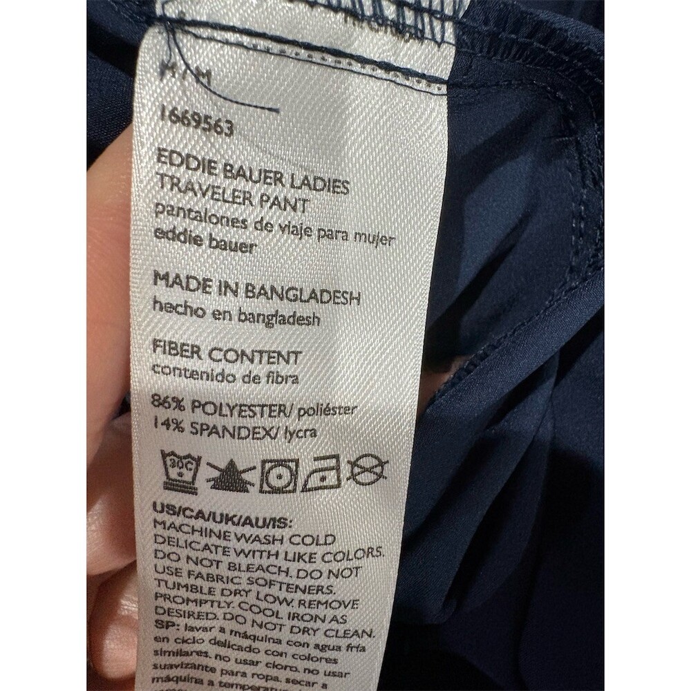 Eddie Bauer Traveler Pants Womens Size M Navy Blue Pull-On Stretch - Picture 8 of 8